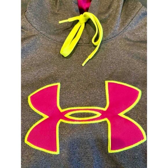 Under Armour AU Storm Pullover Semi Fitted Gray Pink Women's Hoodie Size M - Picture 3 of 4
